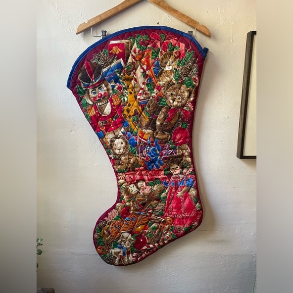 Vintage GIANT Quilted Christmas Stocking - Picture 3 of 8